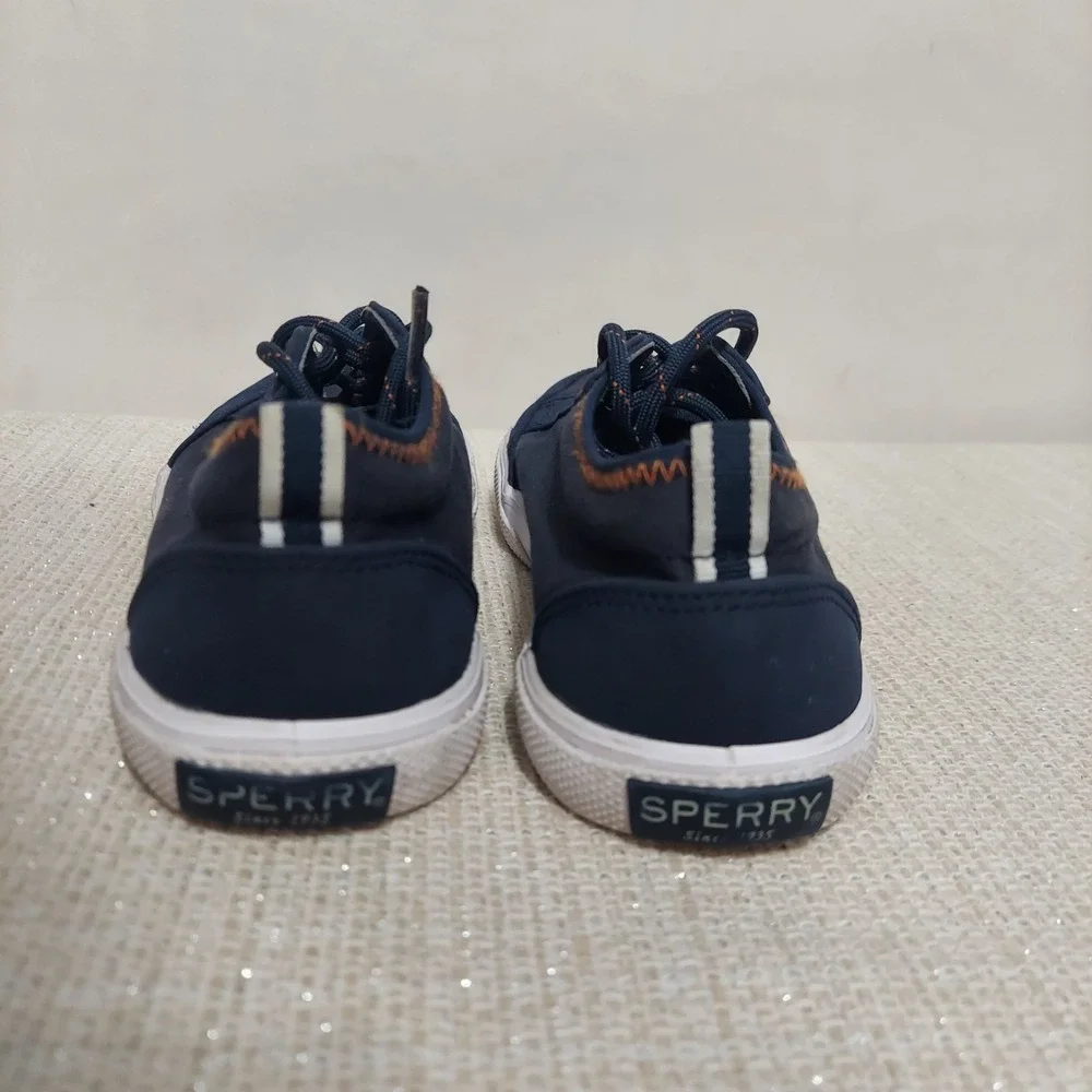 Sperry Deckfin‎ Top Sider Navy Blue Kid's Canvas Lace Up Casual Sneakers 2.5M
